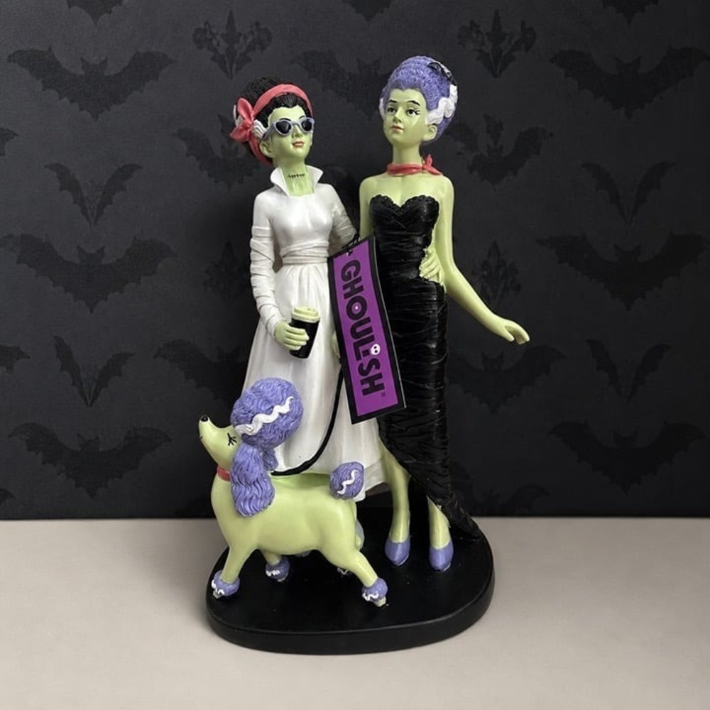 Ghoulish Brides of Frankenstein Walking the Dog Halloween Decor